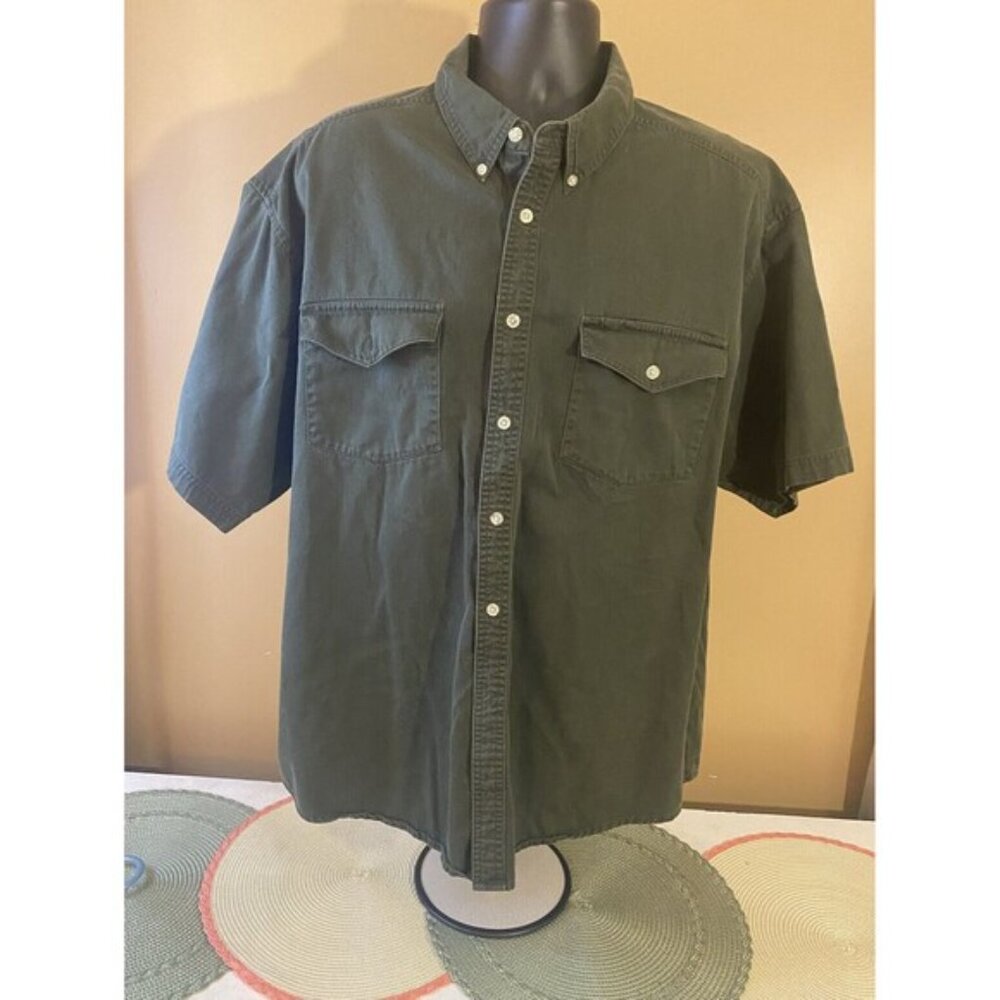 Wrangler Rugged Wear Green Button Up Two Front Pockets  Size 2XL